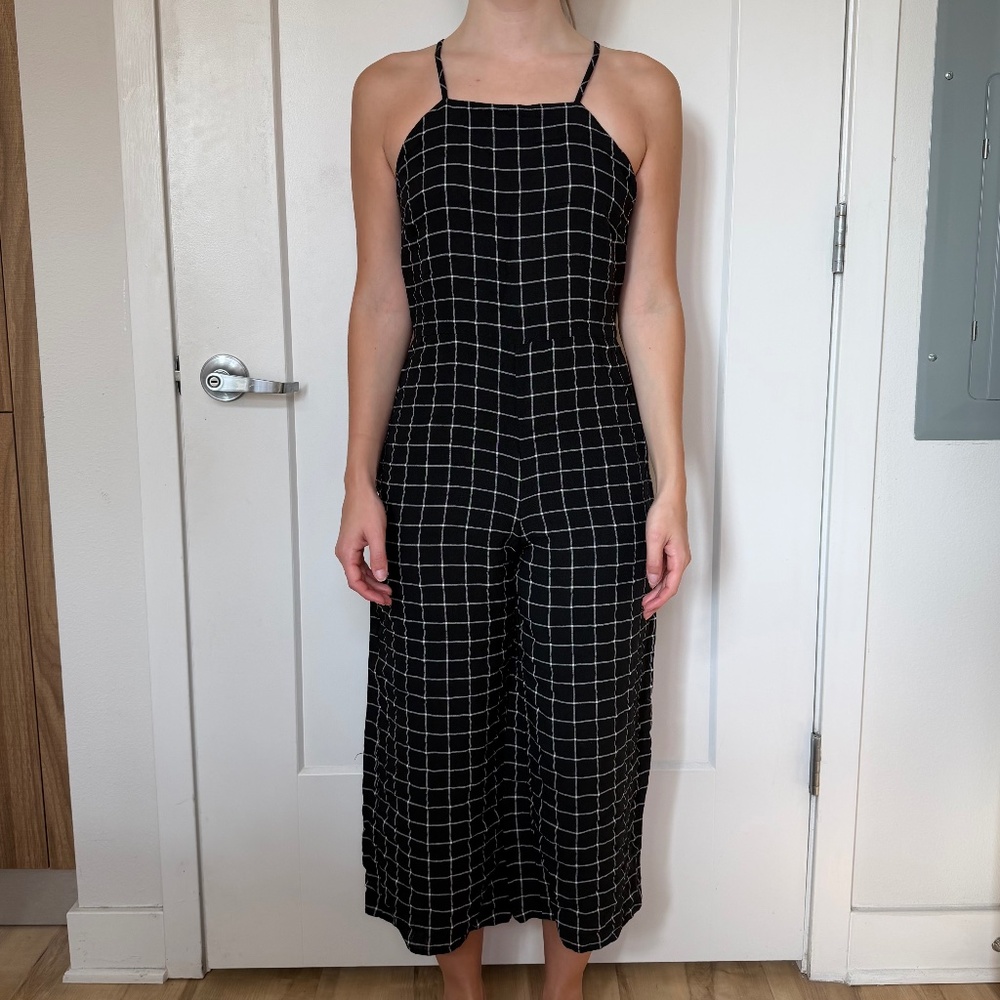 Nordstrom BP Black Plaid Jumpsuit